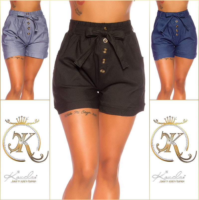 Sexy JeansLook Szorty z wysokim stanem i paskiem