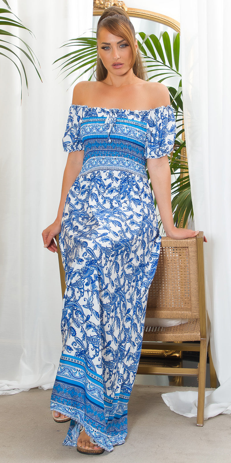 Seksowna sukienka Maxidress z nadrukiem na ramiączkach Musthave