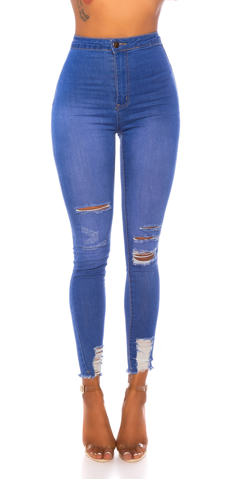 Seksowne jeansy skinny z przetarciami