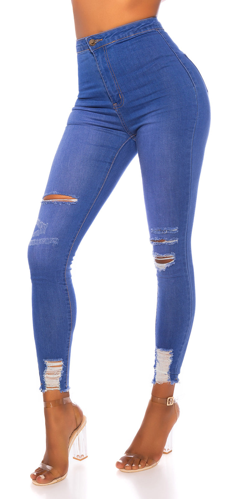Seksowne jeansy skinny z przetarciami