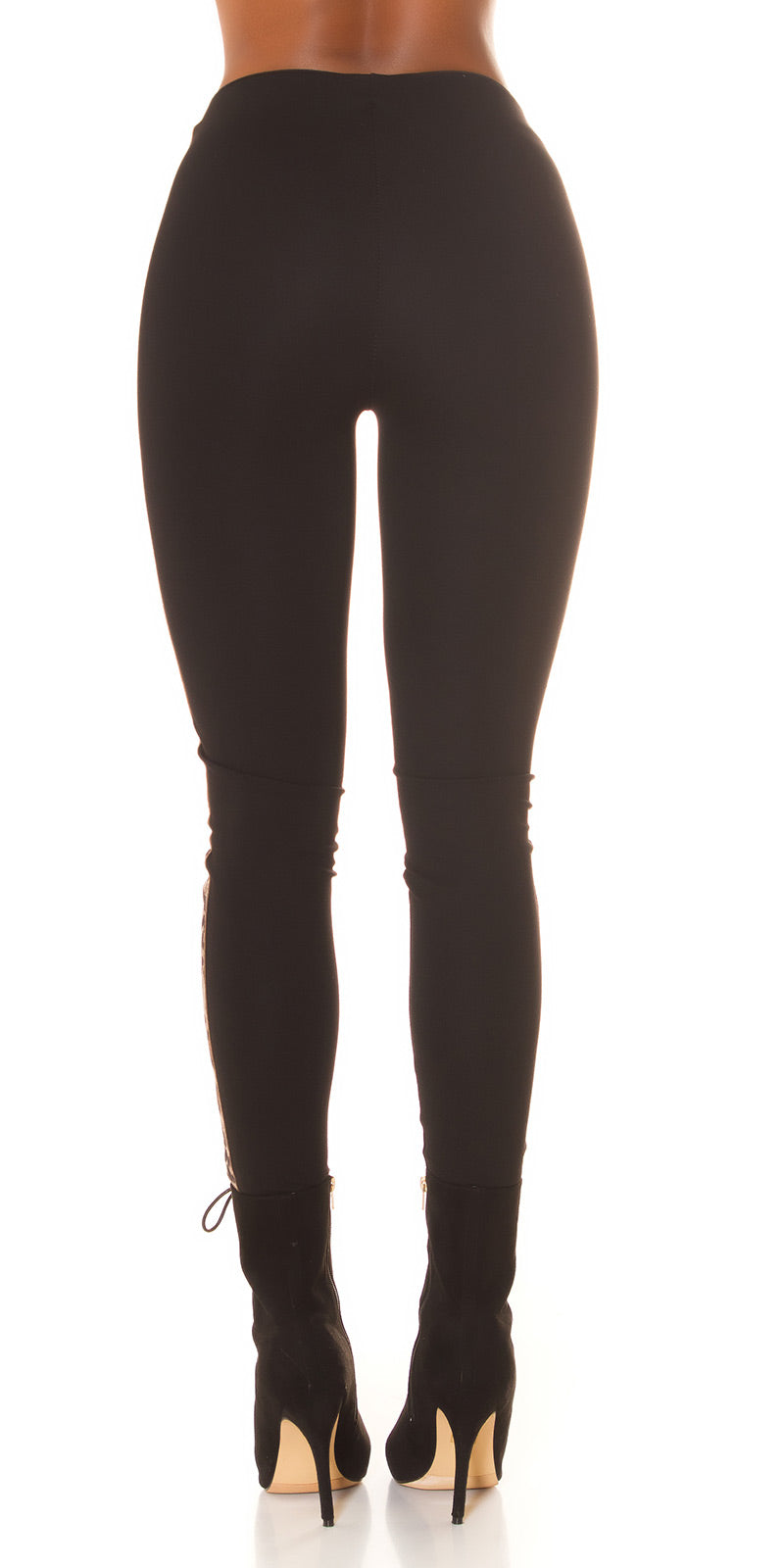 Seksowne spodnie z wysokim stanem Skinny Fit z nadrukiem Leo