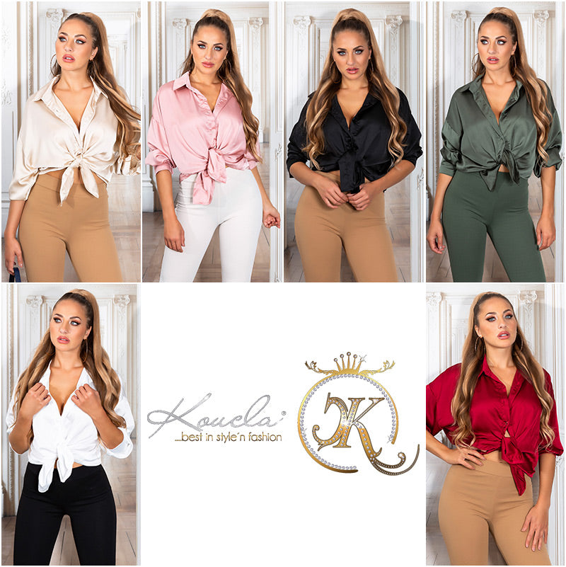 Seksowna, elegancka bluzka oversize z satyny
