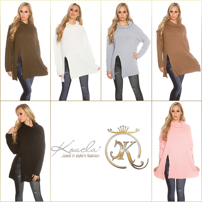 Modny sweter z dzianiny z golfem oversize