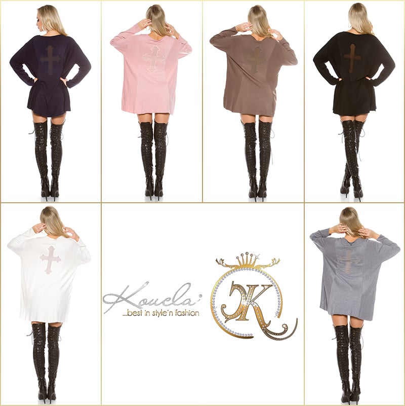 Modny sweter oversize z siateczką Cross