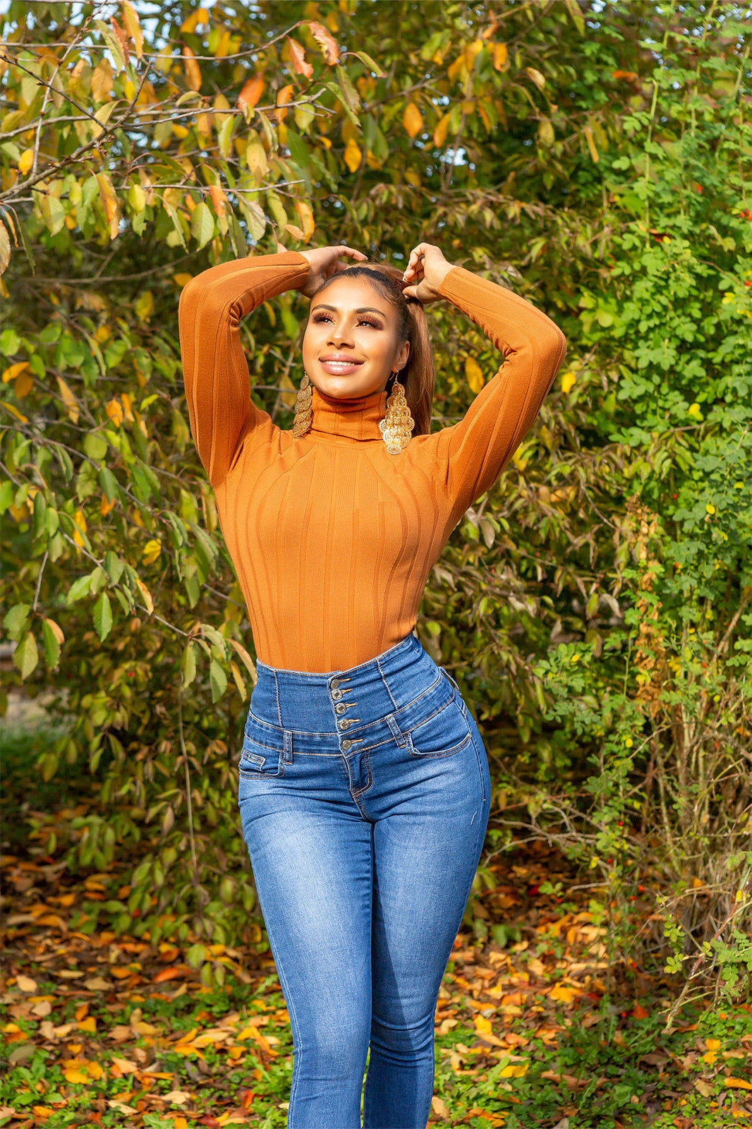 Seksowne jeansy skinny z super wysoką talią