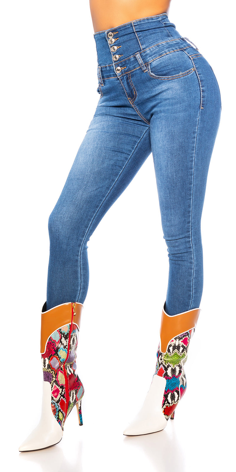 Seksowne jeansy skinny z super wysoką talią