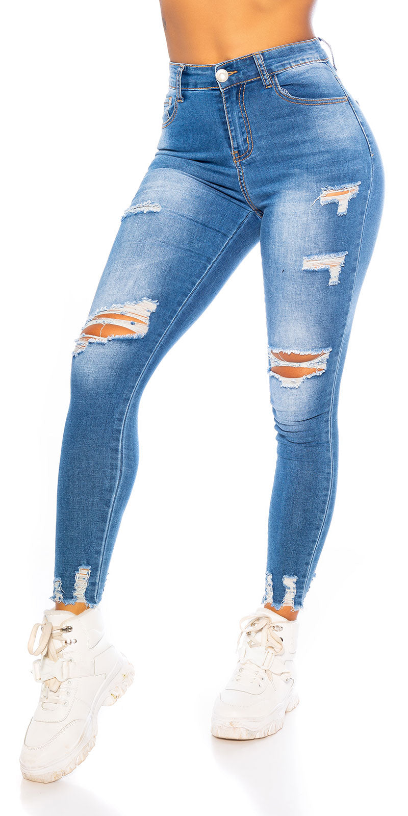 Seksowne jeansy skinny z wysokim stanem
