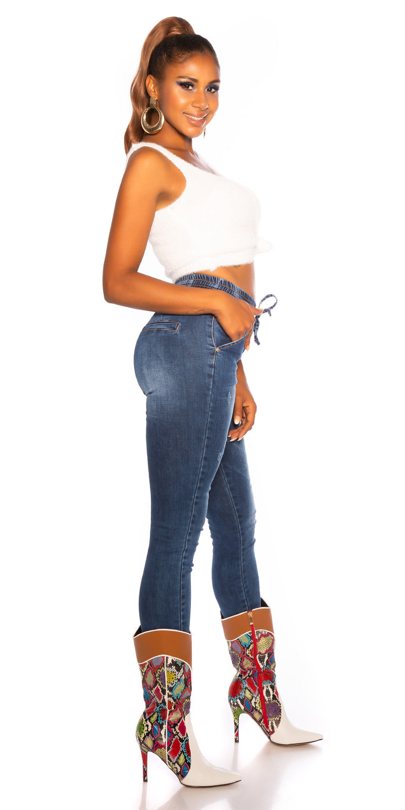 Seksowne jeansy skinny z wysokim stanem
