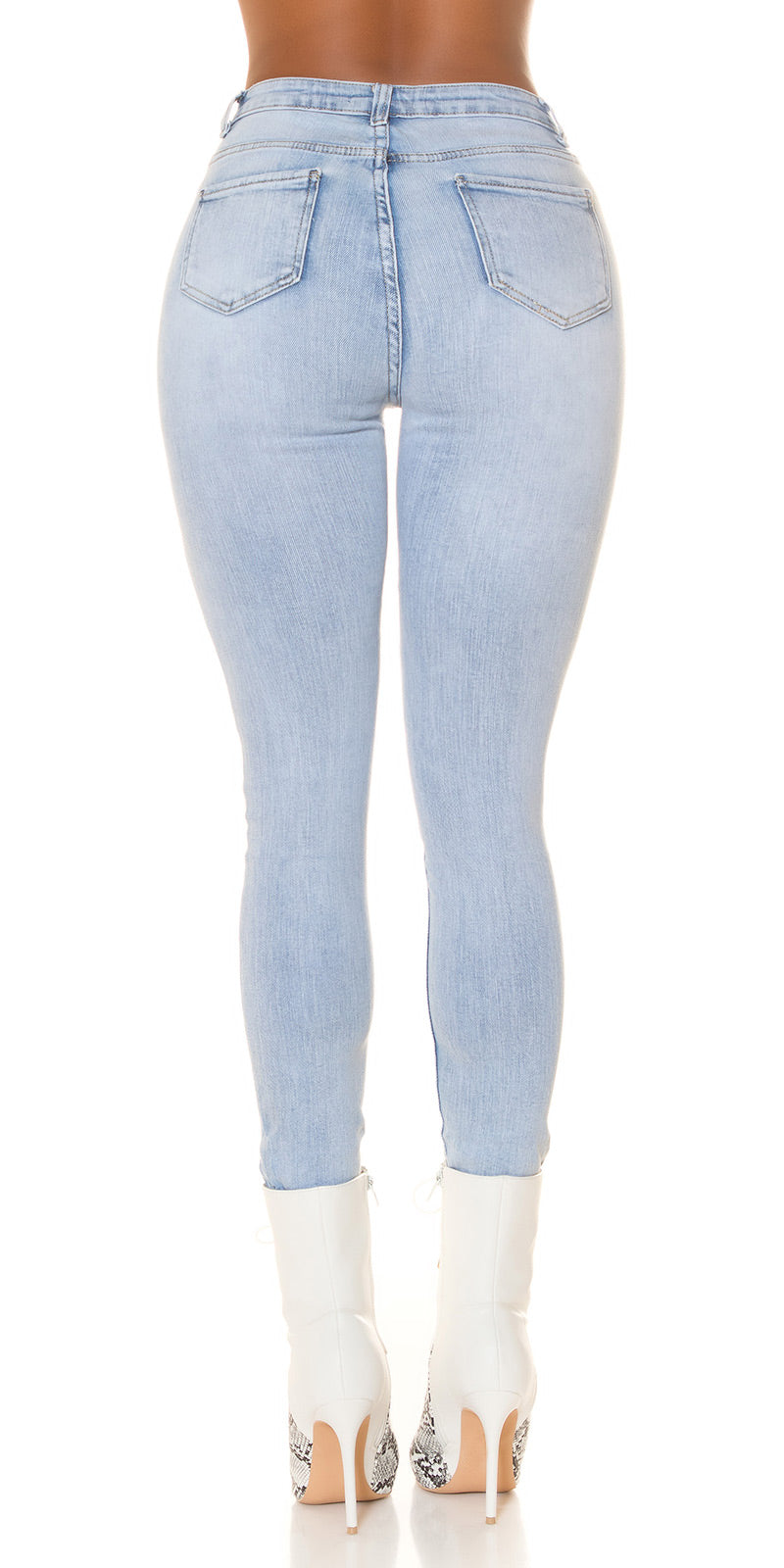 Seksowne jeansy z wysokim stanem "jasny denim"