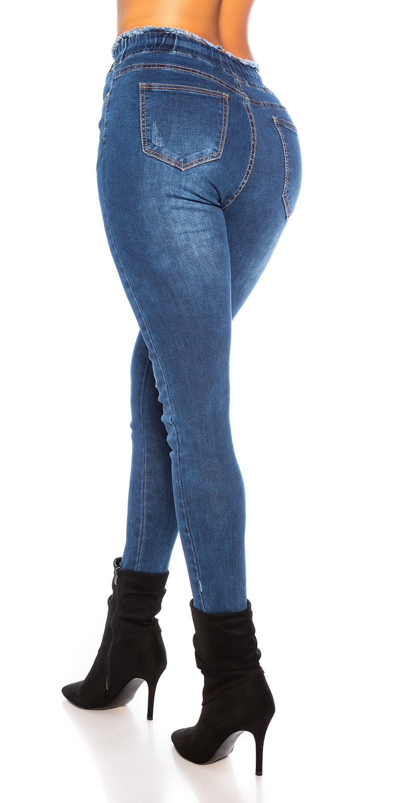 Modne jeansy ze sznurkiem w stylu casual