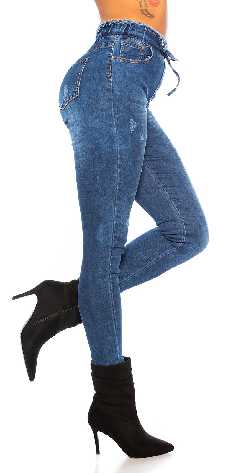 Modne jeansy ze sznurkiem w stylu casual