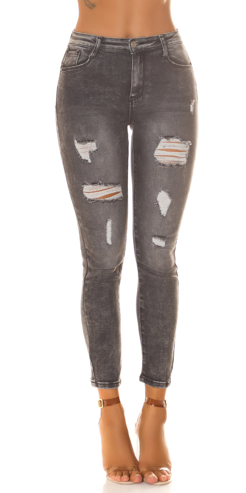 Sexy Musthave Jeansy z wysokim stanem i push-upem Used Look