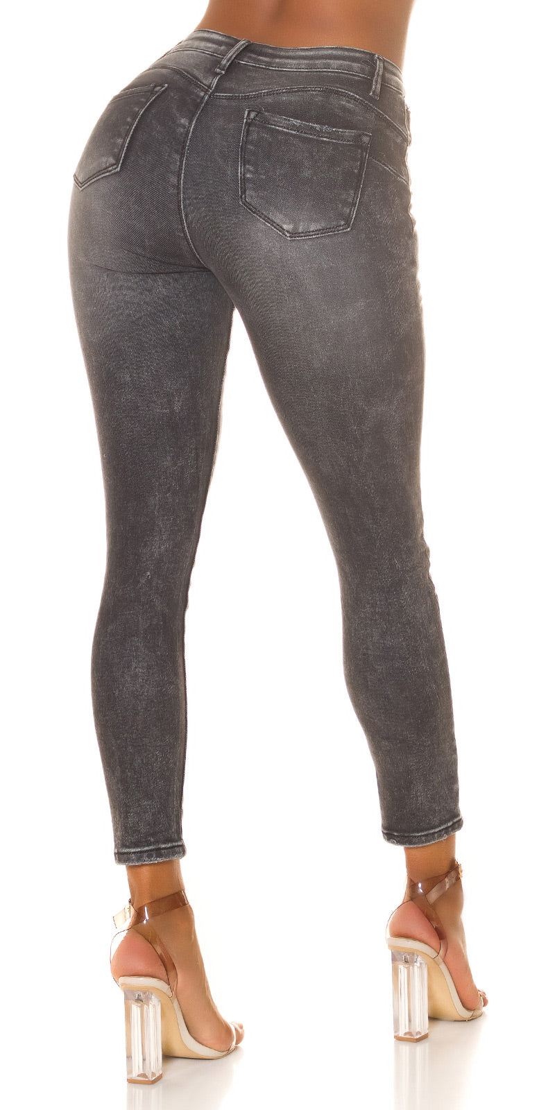 Sexy Musthave Jeansy z wysokim stanem i push-upem Used Look