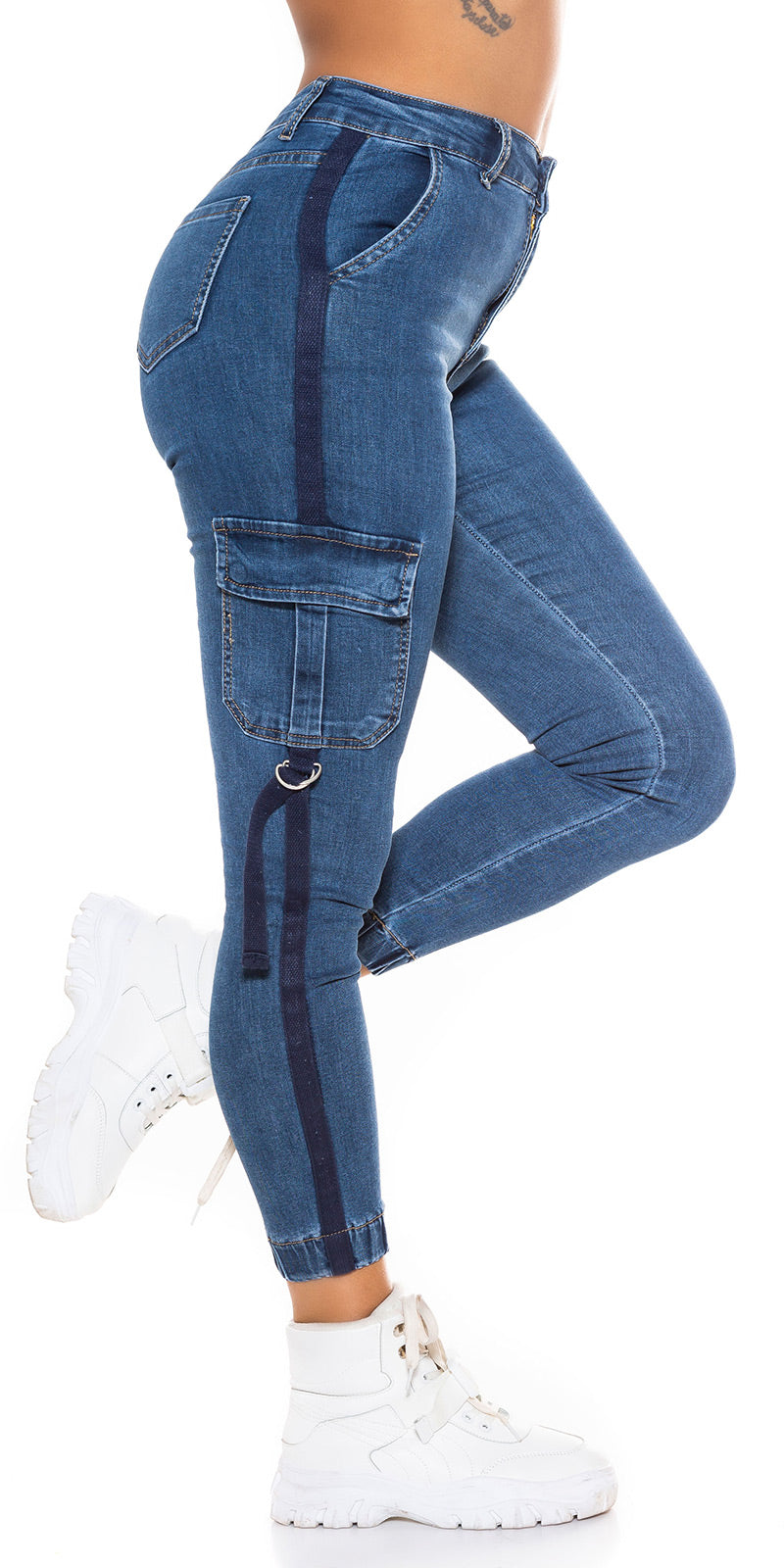 Modne jeansy Cargolook z wysokim stanem