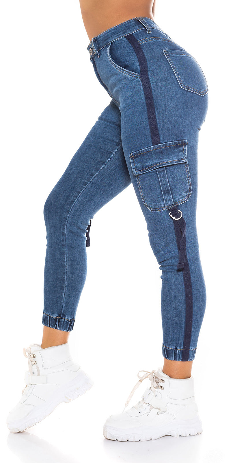 Modne jeansy Cargolook z wysokim stanem