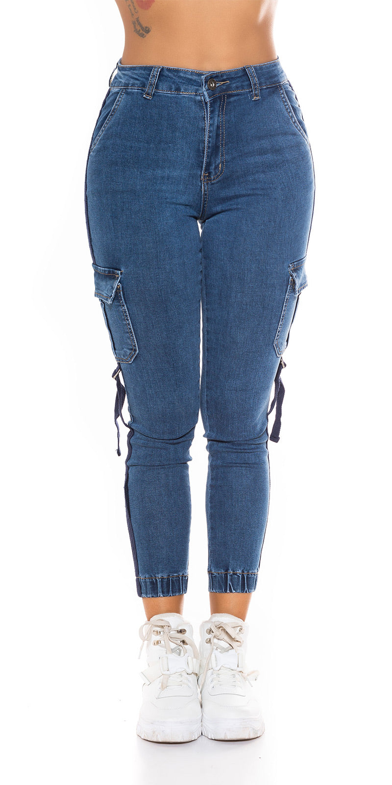 Modne jeansy Cargolook z wysokim stanem