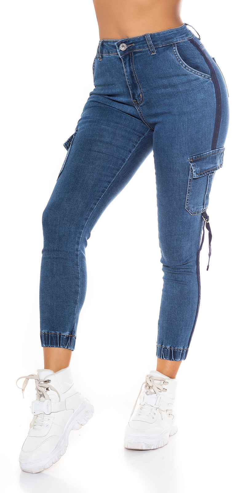 Modne jeansy Cargolook z wysokim stanem