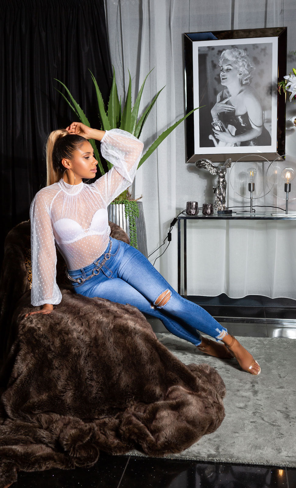 Seksowne jeansy push-up z wysokim stanem