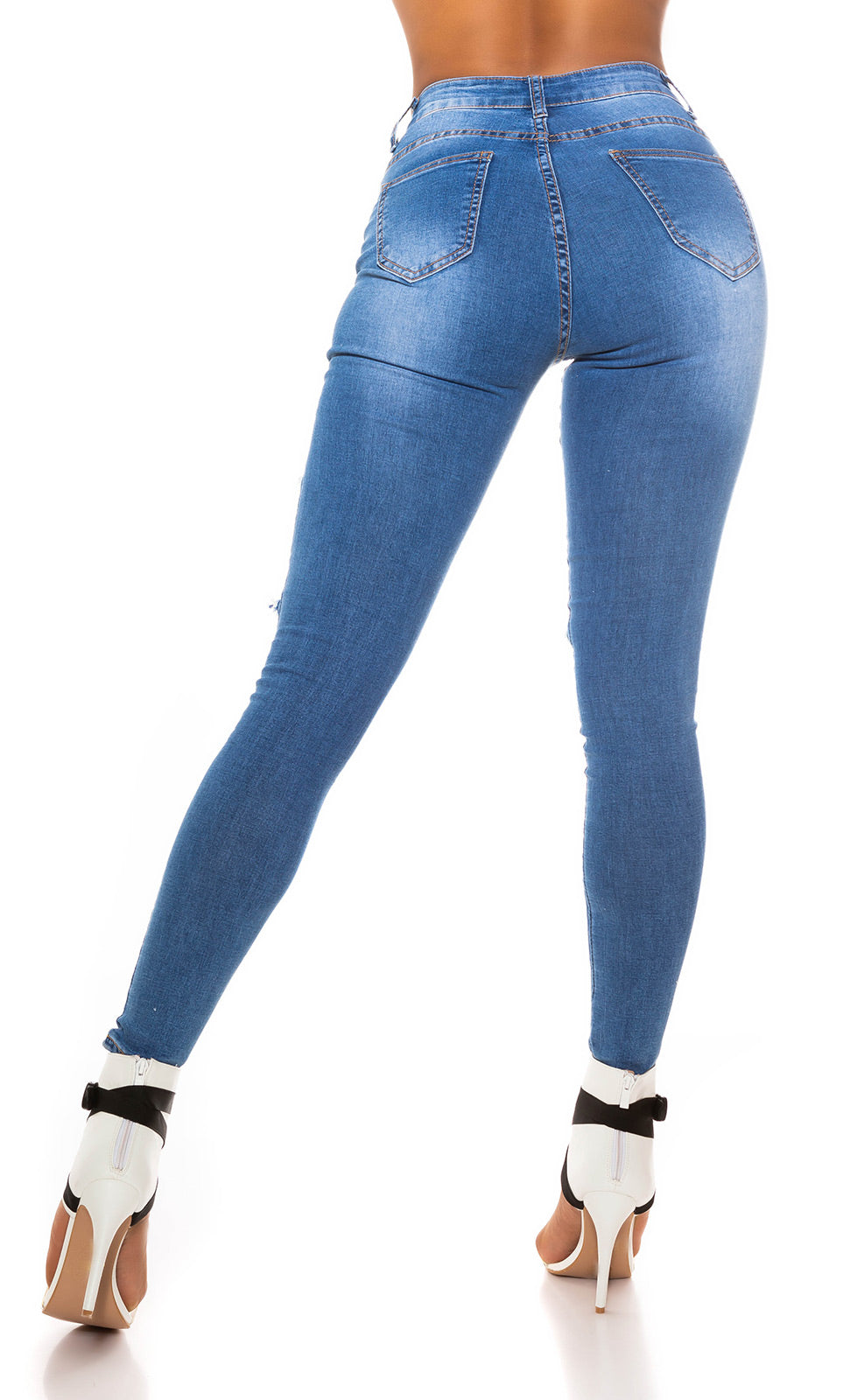 Seksowne jeansy slim fit z wycięciami