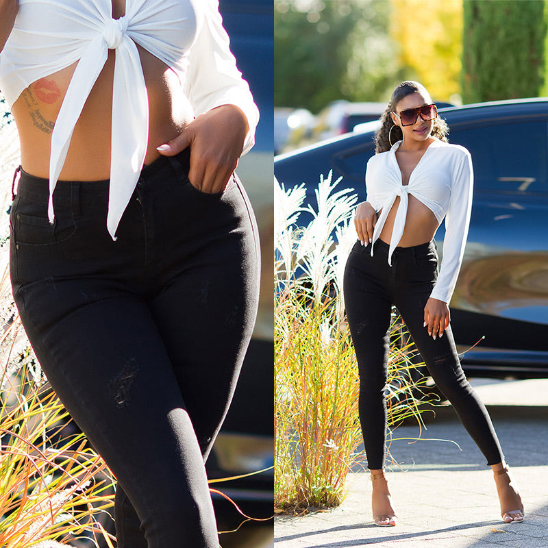 Soo Sexy! Czarne jeansy z wysokim stanem