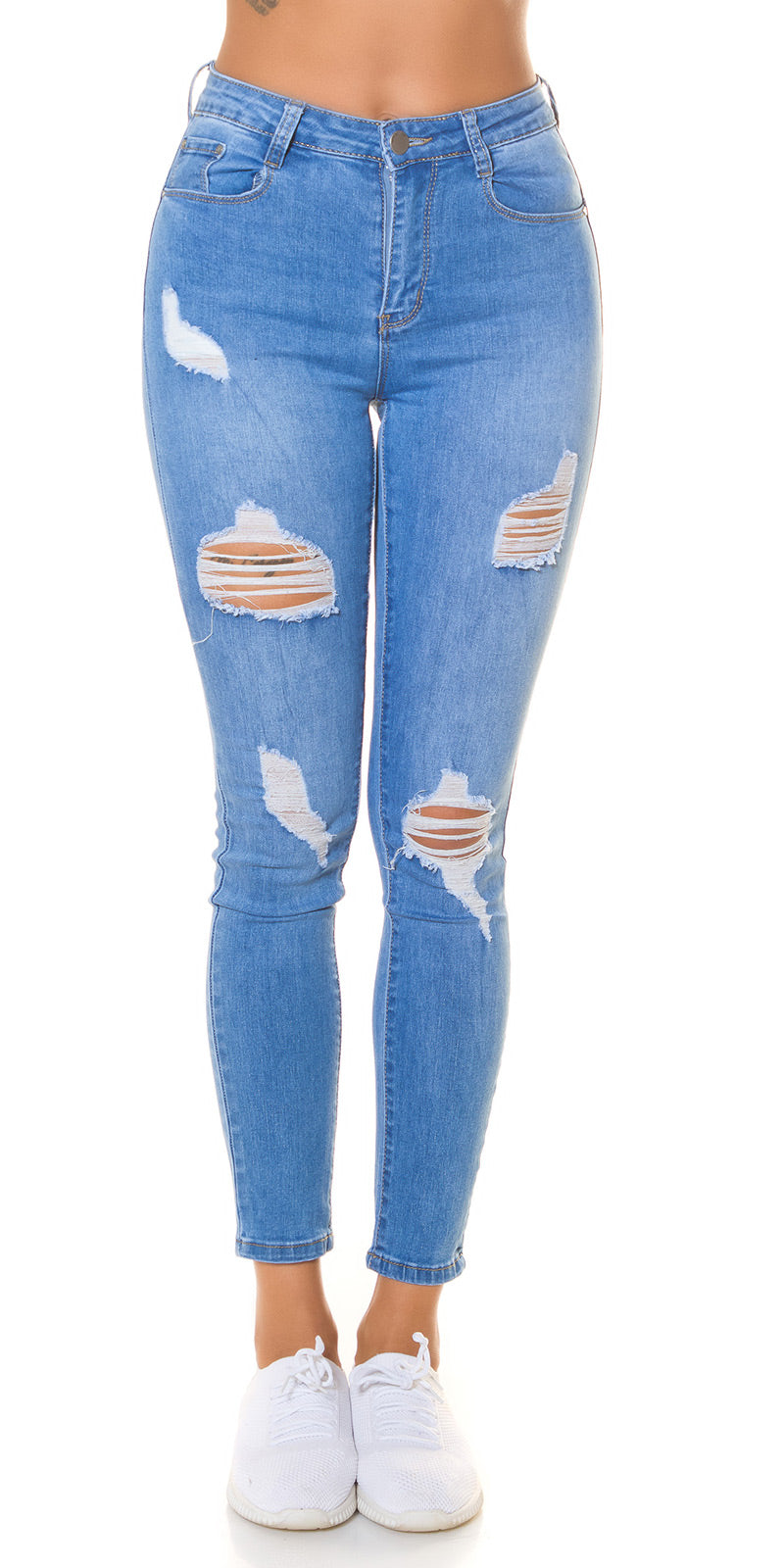 Seksowne jeansy skinny z wysokim stanem i push up - Used Look