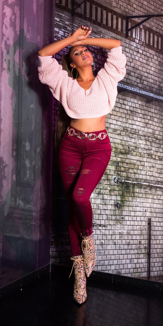 Seksowne jeansy skinny z przetarciami