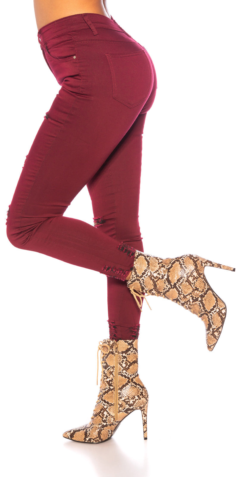 Seksowne jeansy skinny z przetarciami