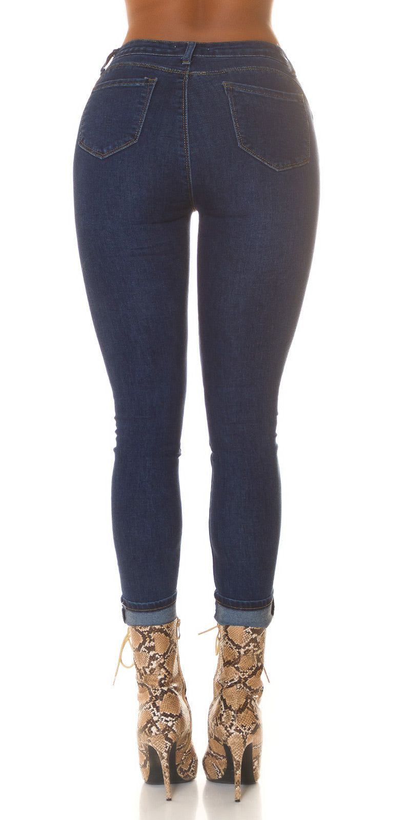 Seksowne jeansy skinny z wysokim stanem "Used Look"