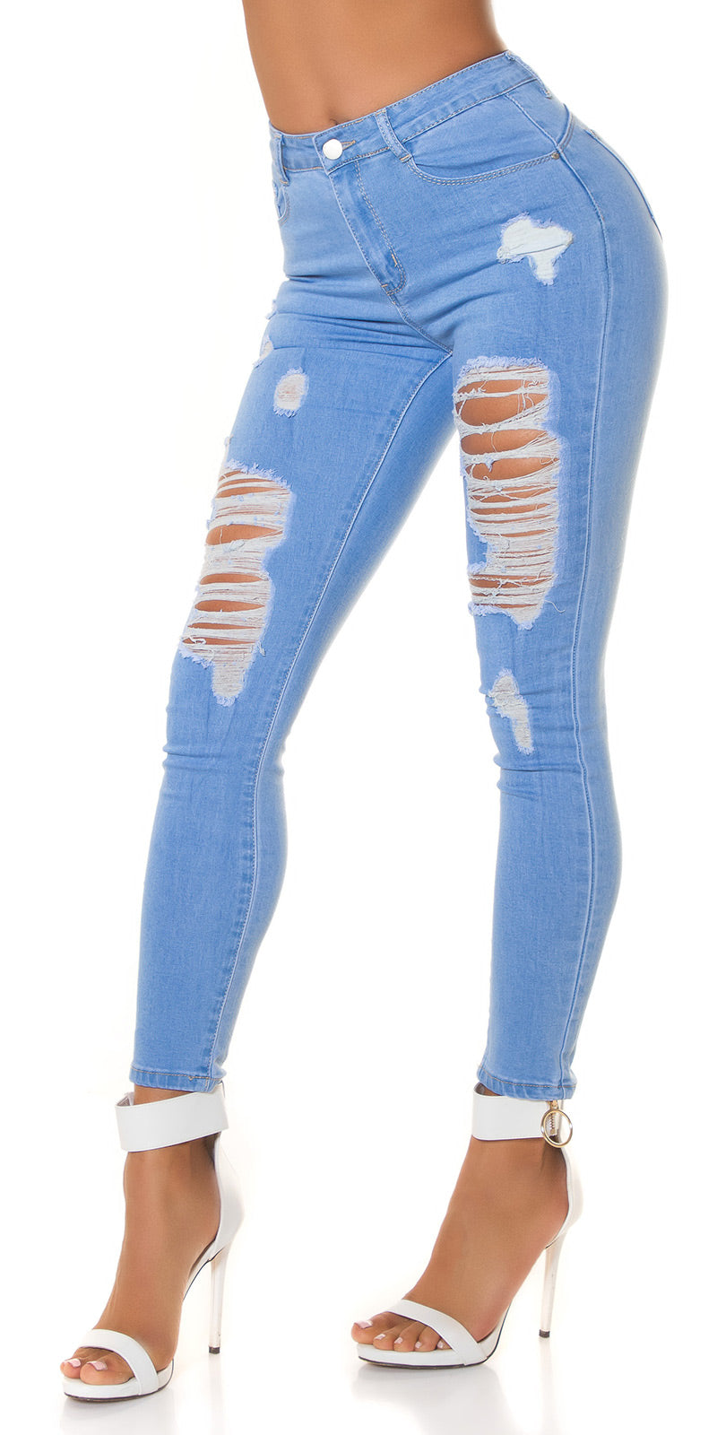 Seksowne jeansy skinny z wysokim stanem i push upem