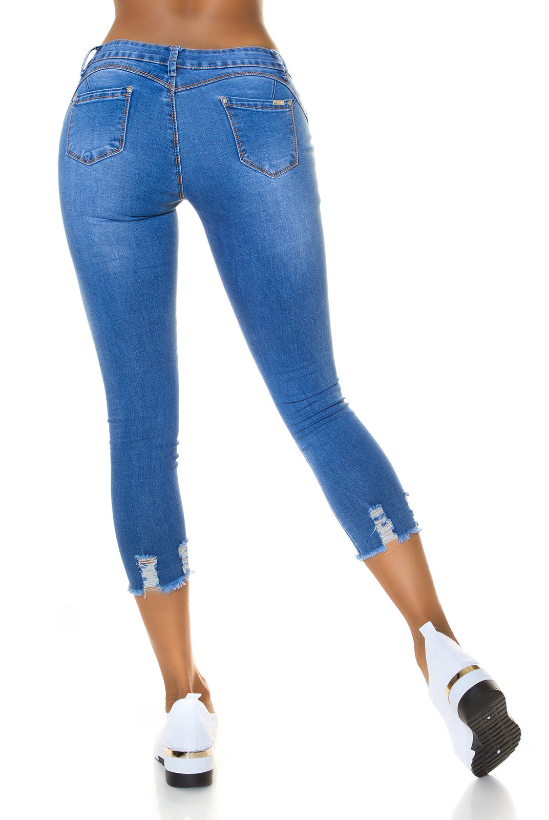 Seksowne jeansy 7/8 z niską talią push up