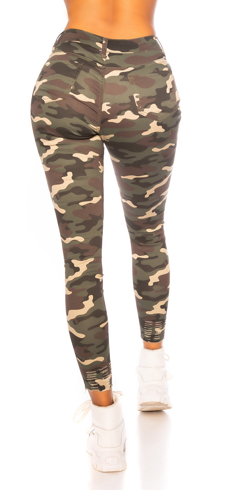 Seksowne jeansy skinny w kamuflażu