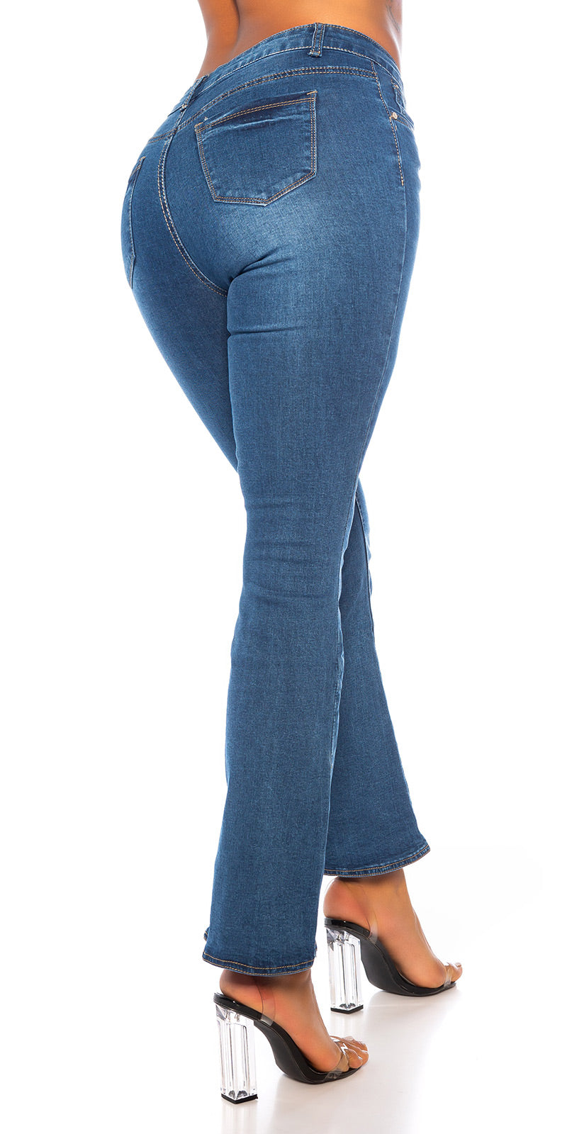 Seksowne dżinsy Bootcut z rozcięciem