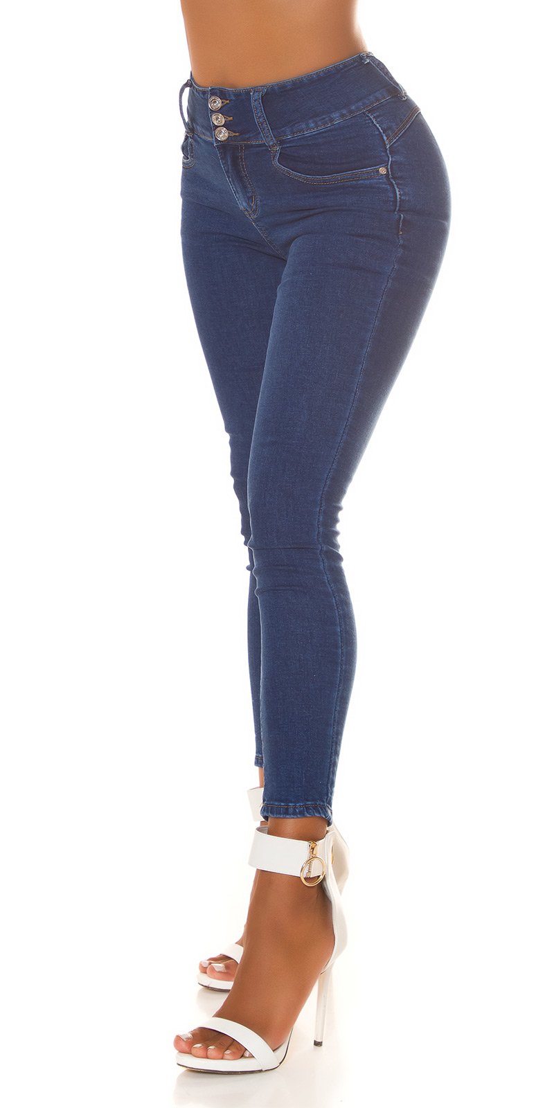 Seksowne jeansy basic z wysokim stanem i efektem push-up