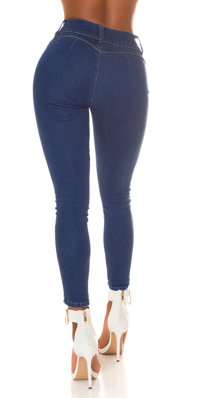 Seksowne jeansy basic z wysokim stanem i efektem push-up
