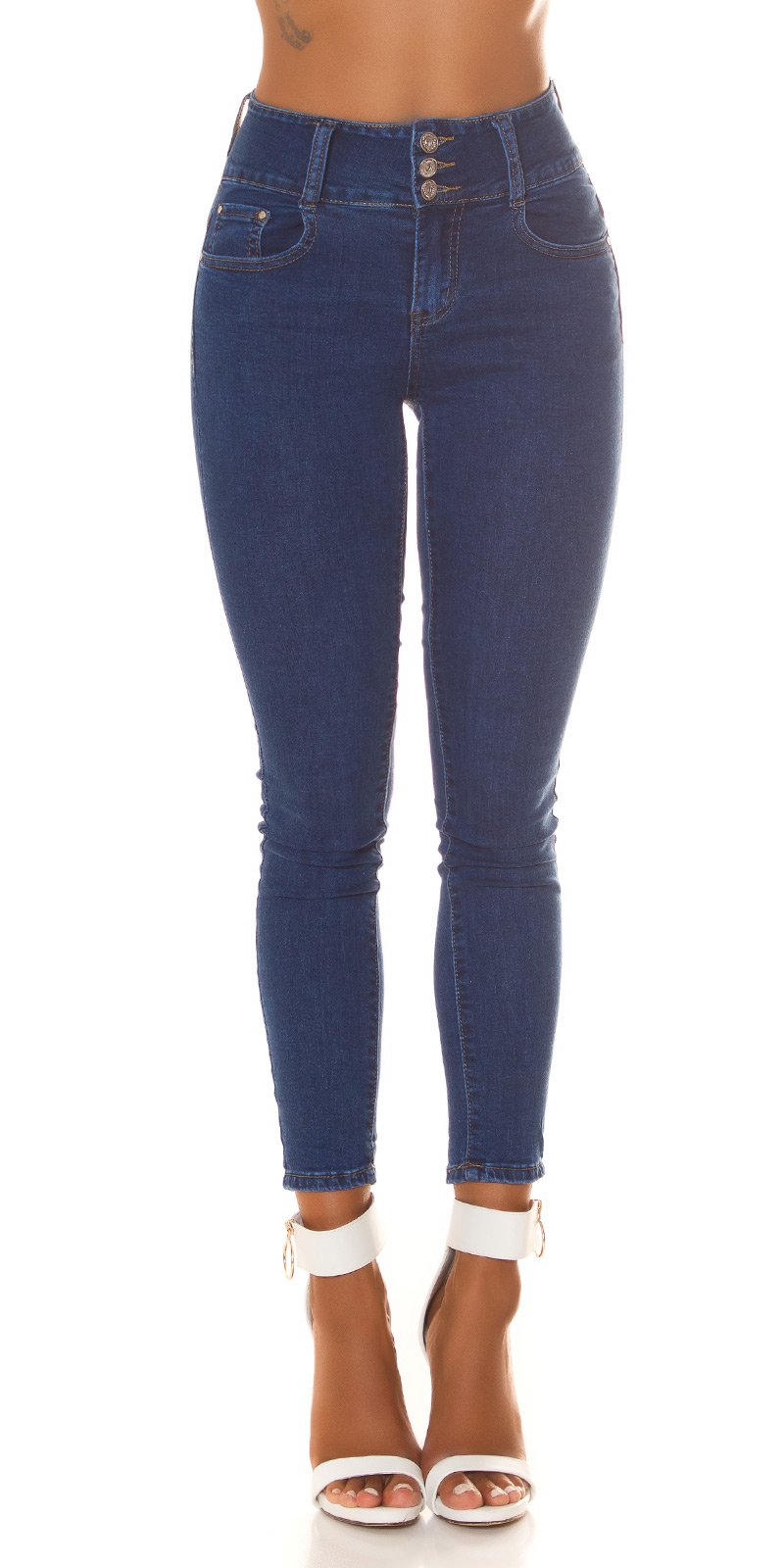 Seksowne jeansy basic z wysokim stanem i efektem push-up