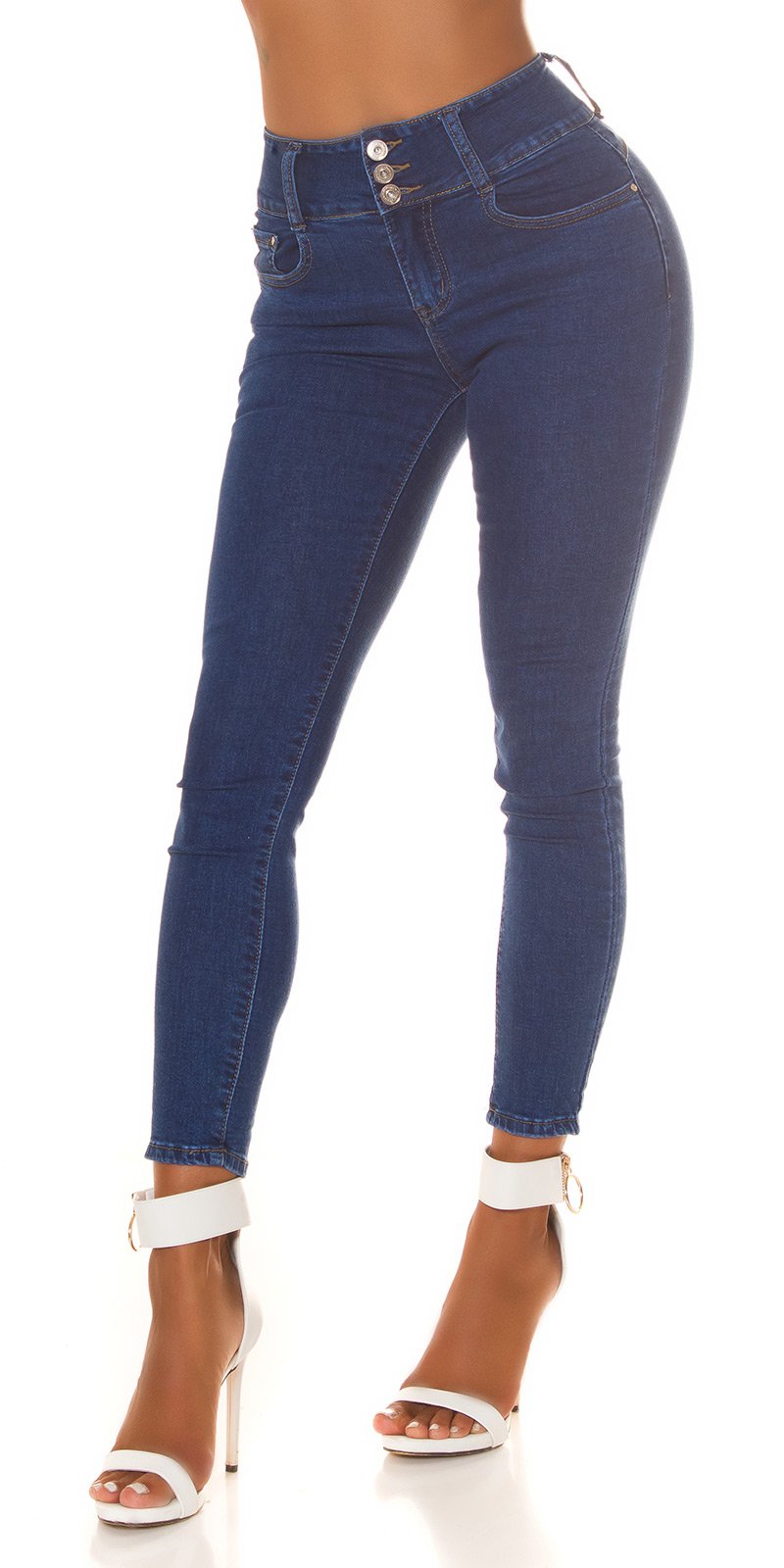 Seksowne jeansy basic z wysokim stanem i efektem push-up