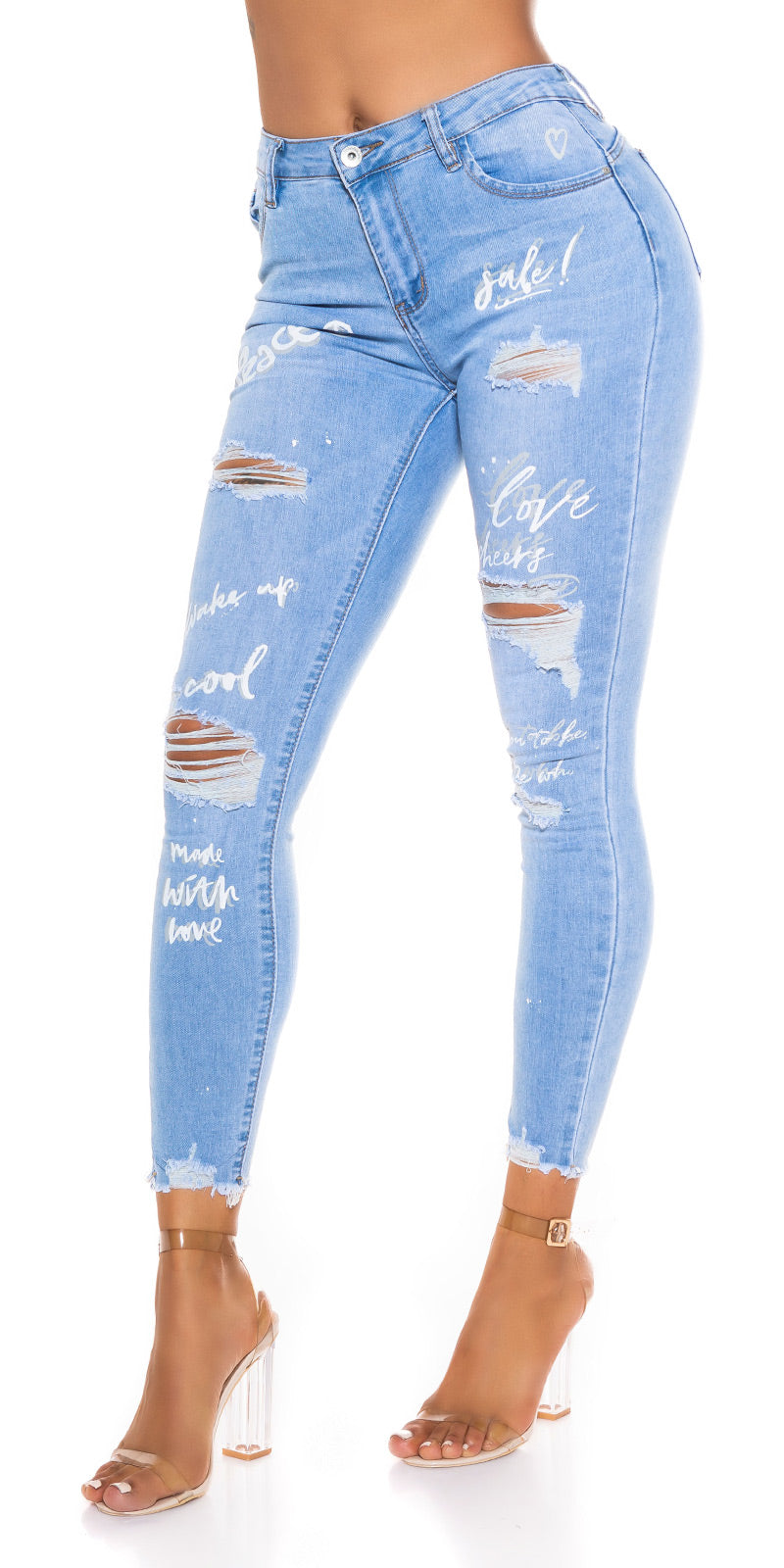 Seksowne jeansy Skinny Jeans z nadrukiem