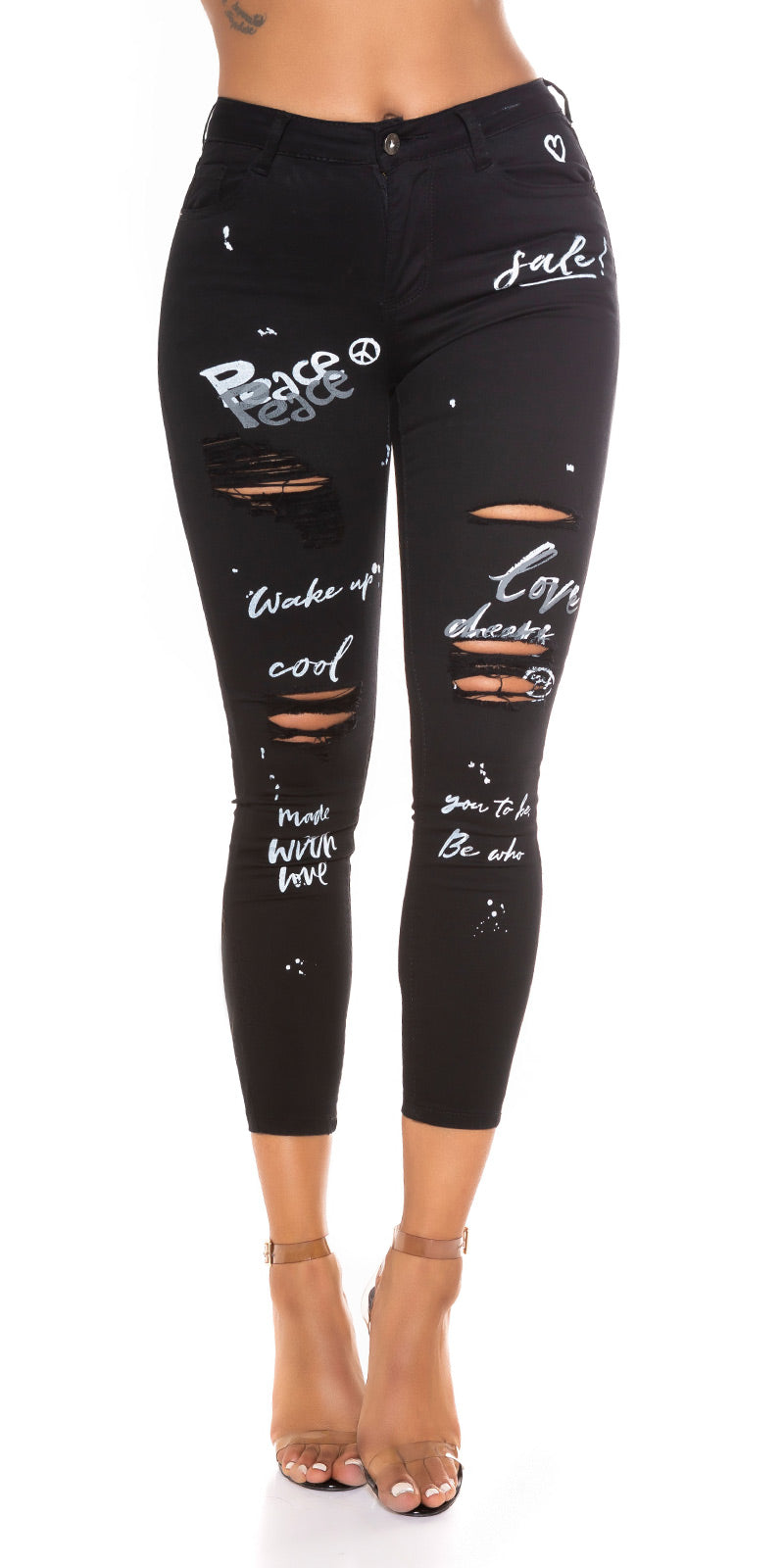 Seksowne jeansy Skinny Jeans z nadrukiem