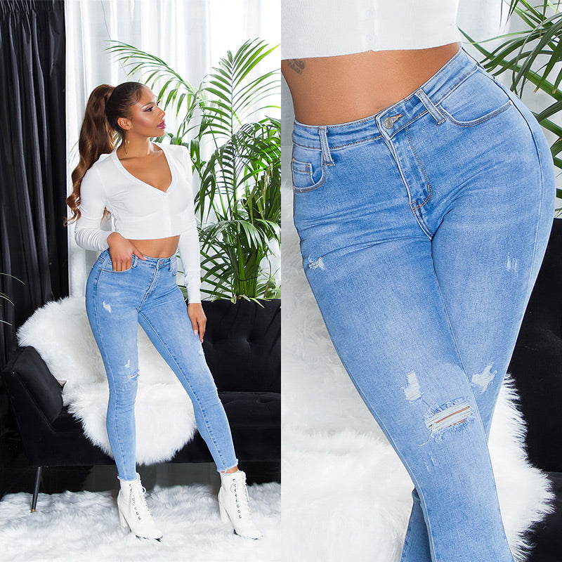 Seksowne jeansy push up z wysokim stanem