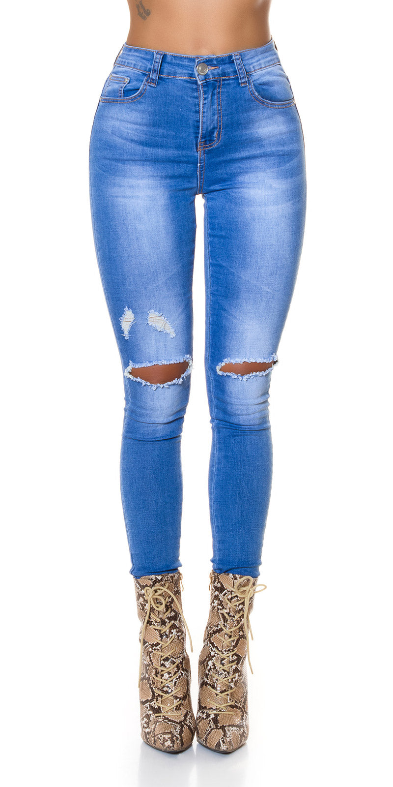 Seksowne jeansy skinny z wysokim stanem