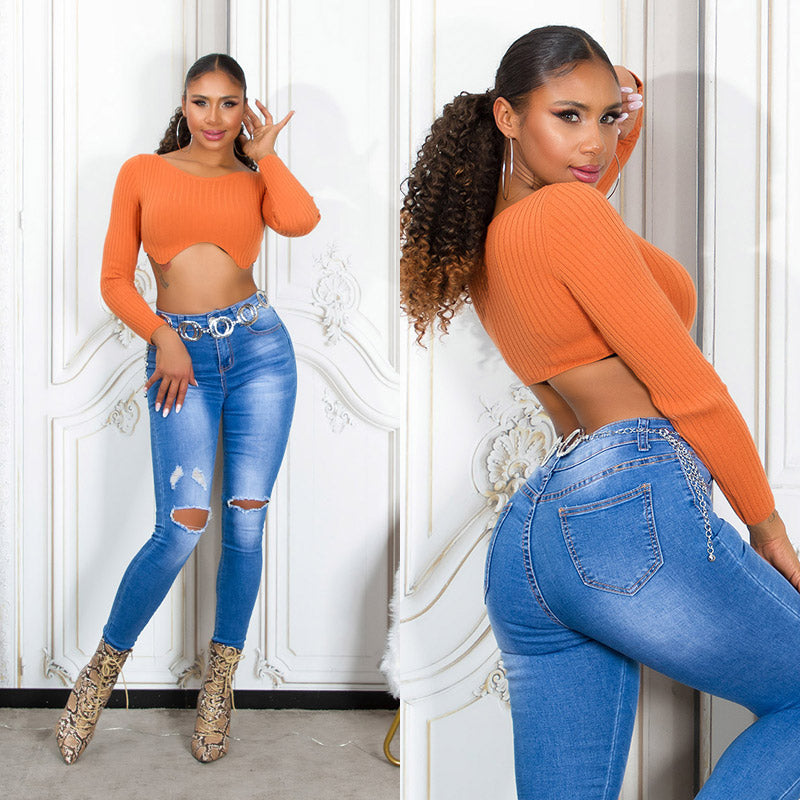 Seksowne jeansy skinny z wysokim stanem