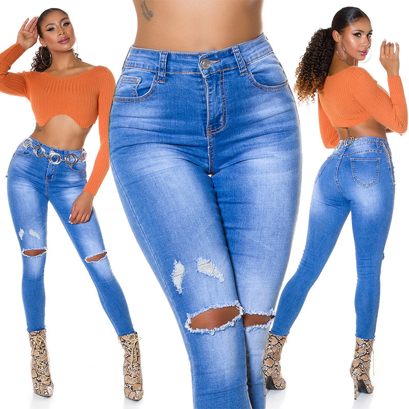 Seksowne jeansy skinny z wysokim stanem