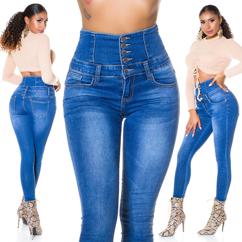 Seksowne jeansy skinny z wysokim stanem