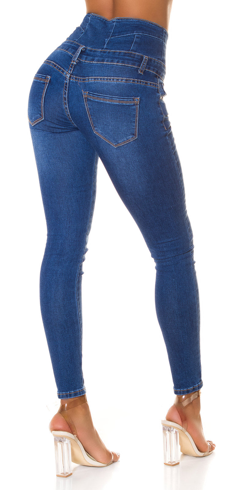 Seksowne jeansy skinny z 5 guzikami