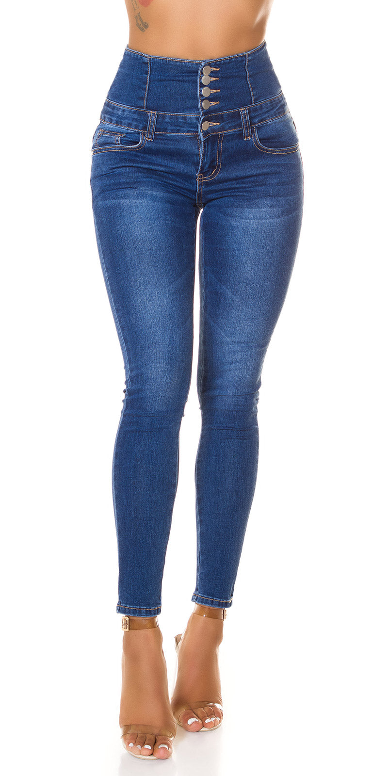 Seksowne jeansy skinny z 5 guzikami