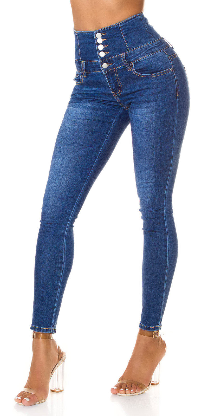 Seksowne jeansy skinny z 5 guzikami
