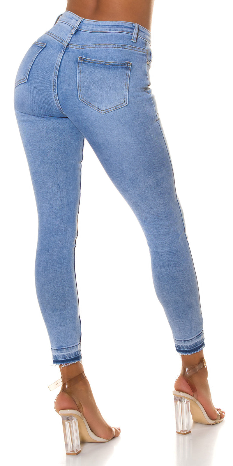 Seksowne dżinsy z wysokim stanem Acid Wash