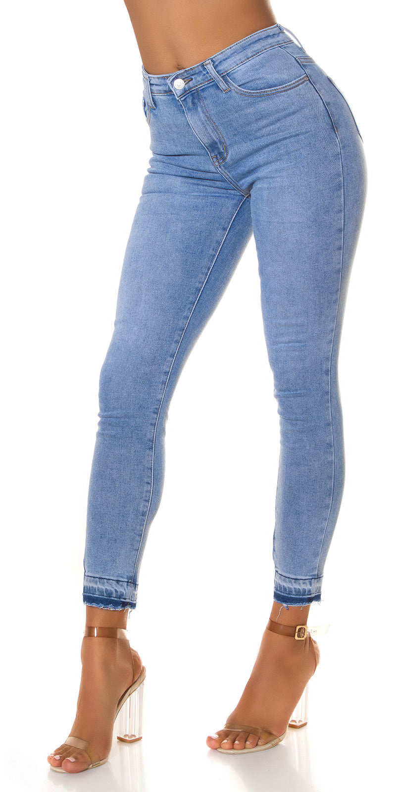 Seksowne dżinsy z wysokim stanem Acid Wash