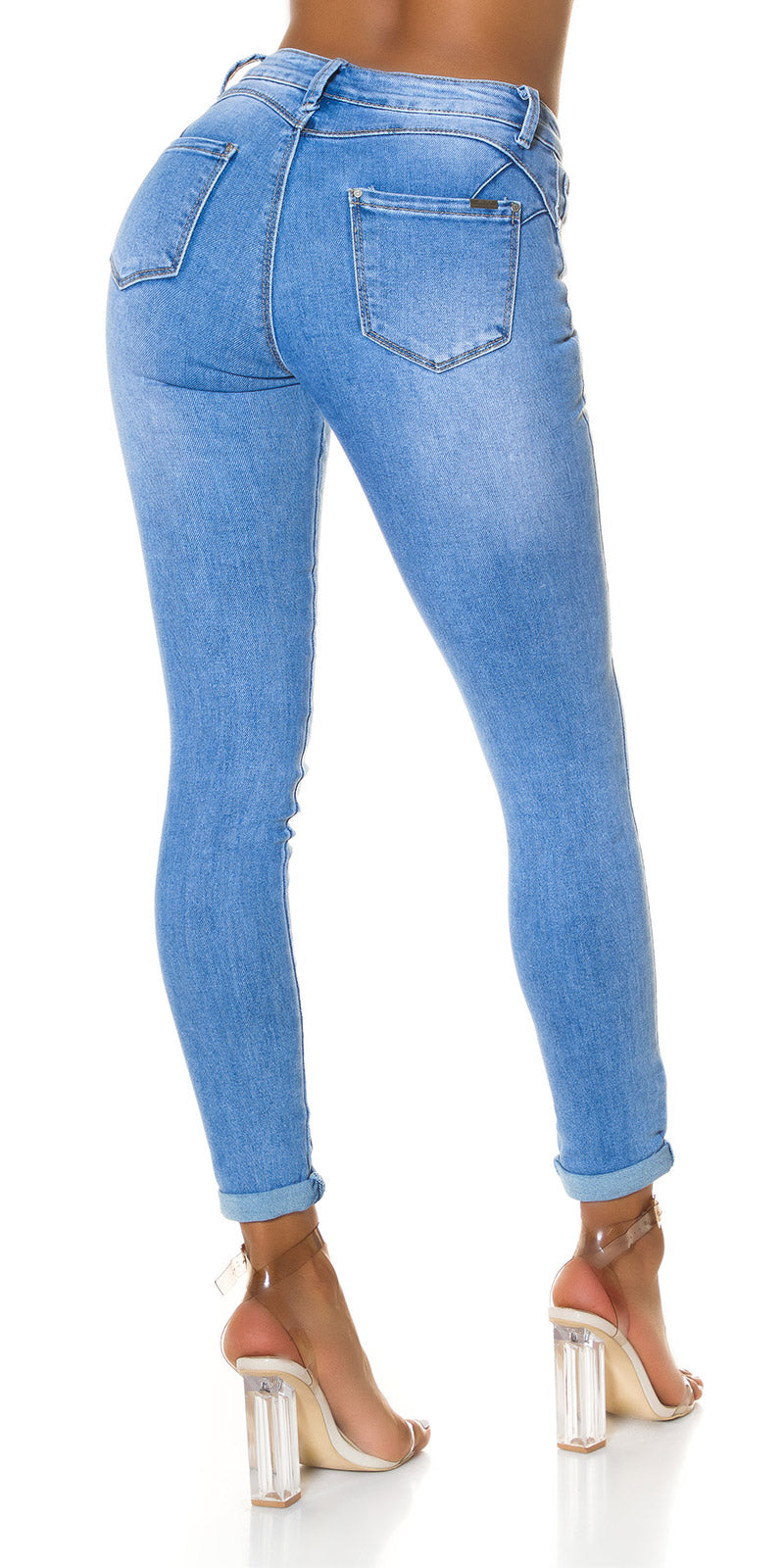 Modne jeansy push up z wysokim stanem