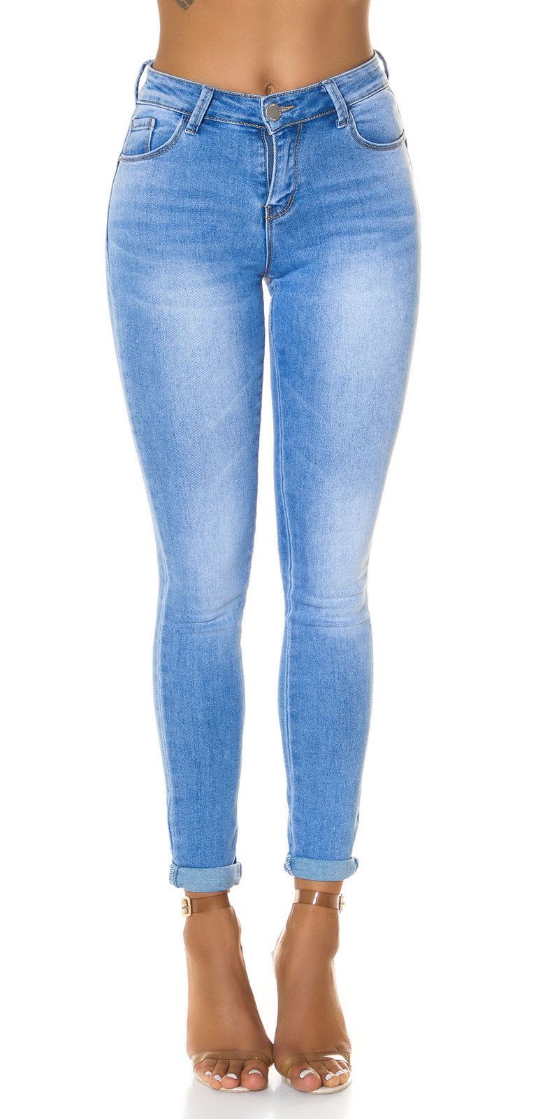 Modne jeansy push up z wysokim stanem